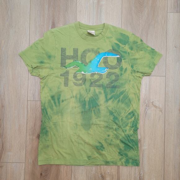Hollister Single Stitch T Shirt M RARE VTG Y2K Tie Dye Green Fits Medium L Tag - Picture 1 of 5
